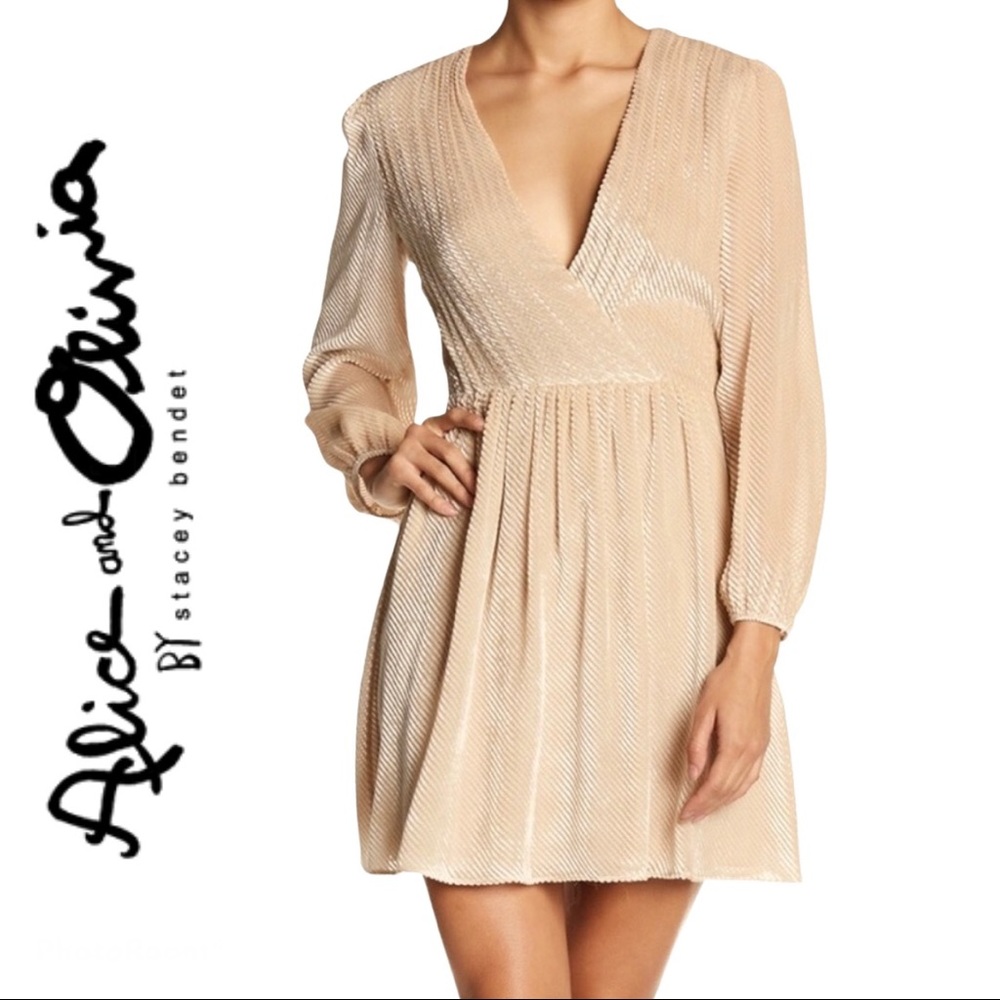 Alice + Olivia Rania Wrap-Effect Velvet Dress